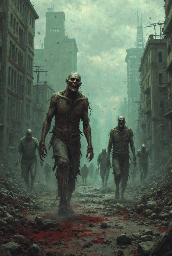 <lora:ApocalypseEngine2:0.9> ((zombie, zombie horde, corpses, blood, gore)),semi-realistic, masterpiece, highres, highly detailed, Post-apoc, postapoc-raider, (crowd, distant_character, battle, warfare, rubble), street, road , ruined_cityscape, weapon, smoke, fog, dust