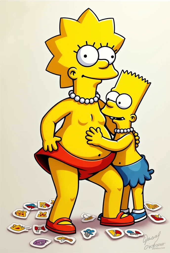 score_8, score_9, BREAK, 1 girl, Alone, Maggie, yellow skin,hair bow, blue dress, outdoor, adorable, natural lighting, , bottomless, I open my pussy, vagina, from behind, legs open, again, crouched, squatting, big breasts, big waist, big buttocks, Ahegao, chibi