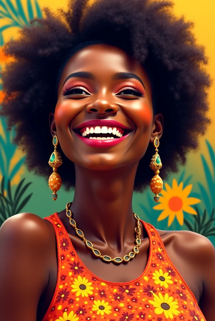 Une femme africaine joyeuse pour le 08 mars