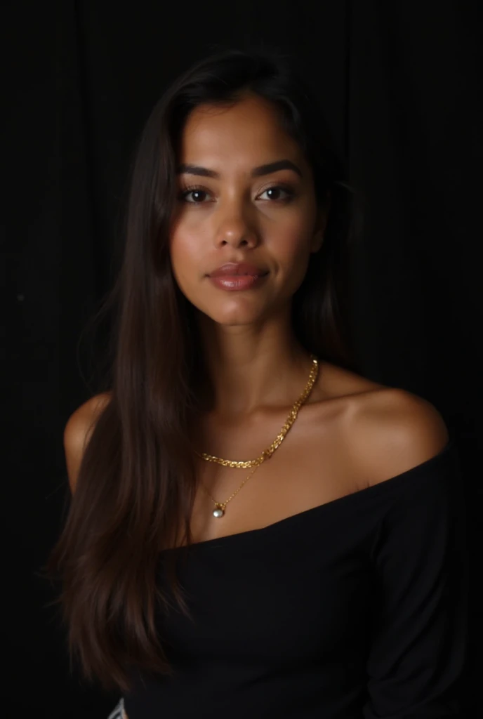 <lora:l41sr1b31r0:0.9>, a Realistic photo of l41sr1b31r0 woman, 1girl, solo, long hair, breasts, brown hair, black hair, dress, cleavage, bare shoulders, brown eyes, jewelry, dark skin, necklace, bracelet, dark-skinned female, lips, realistic, yellow dress, professional Photography, Photorealistic, detailed eyes, RAW, analog, sharp focus, 8k, HD, DSLR, high quality, Fujifilm XT3, film grain, award winning, masterpiece