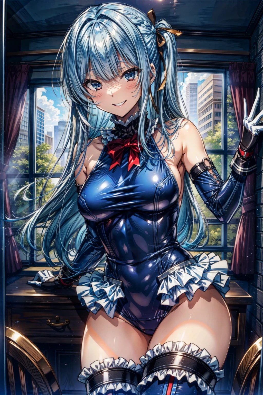 1girl in, ( (digital) ( ), medium breasts, (fril swimsuit, thighs thighs thighs thighs, Detached sleeves)) , Best Quality, marierose,、Hypnorola
Eyes in the sky、1girl in,Emotionless facial expressions,,(Detailed interior of the base:1.3)
