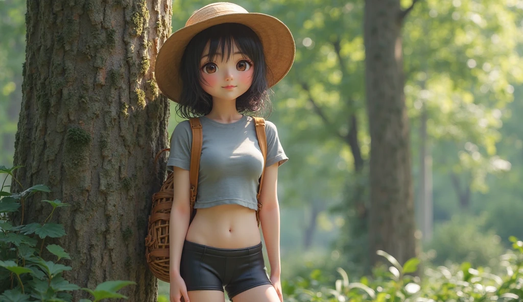 ((masterpiece)),((highest quality)),((High resolution)),((Anatomical)),((Realistic)),((Detailed Description)),((cute)),((((garden)))),(((1 ))),(((Shota))),(((neutral))),((8-year-old)),((Beautiful eyes)),(((ponytail))),((Baby Face)),((low length)),((Petite)),((slender)),((A big smile)),(((Tube top))),(((Denim high cut shorts))),(((sneakers))),(((Dark brown skin))),((tanlines)),((Full body view)),((Looking up at the camera)),