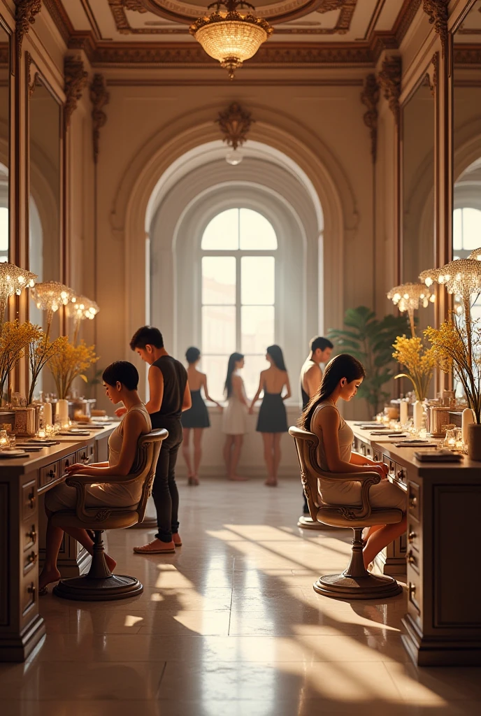 Real photo style、Realistic、Cute handsome man、Idol face、、Japanese、Slim body、Mash Hair、Completely naked、Full nudity、Crowded fine dining restaurant、Back view of a man pouring red wine from a bottle、Butt Exposed、Face turned to the side