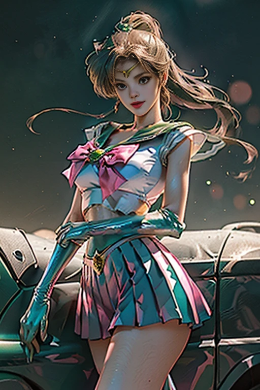 cheio: 1.3, stand, master part, ..3d, Realistic, Ultra Micro Foto, Qualidade Superior, ultra detalhado CG unidade 8k papel de parede, sailor Jupiter,Jupiter sailor's uniform,((Mini Pleated Skirt Bright Green Metallic: 1.2, Mini Sexy Green Skirt Pre-Gate: 1.1, Huge metallic pink bow on chest: 1.2, Luvas verdes nos cotovelos: 1.1, Colar Grande Verde, Tiara dourada luxuosa na testa: 1.2, metallic green color of the sailor, Broche verde)), de baixo, detalhes intrincados, (uma mulher), 22 anos, (Hmjupiter, olhos verdes, rabo-de-cavalo, tiara, jewelries, Uniforme Sailor Senshi, colarinho de marinheiro verde, Gargantilha, luvas de cotovelo, luvas brancas, pink bow, Broche, malha branca, saia verde, saia plissada,Meixiaonfu
), ((postura de luta)), (Slender and bold and sexy gravette swimsuit,Very thin and suitable high gloss sexy white holographic leather: 1.3), ((single ponytail)), Cabelos castanhos claros incrivelmente longos: 1.2, Brilhante bonito liso longo cabelo castanho claro: 1.2, (Uniforme Sailor Senshi, bare arms: 1.2, Long white latex gloves with luxurious golden decoration: 1.2, very large pink lace on the back of the waist: 1.3, gargantilha verde, decote sexily boldly grande, Braided gold rope decoration, Brincos dourados em forma de anel, Bright green knee-high boots with luxurious golden décor),
((sorriso sedutor, cara muito bonita, detalhes do rosto: 1.5, olhos verdes brilhantes, beautiful face, Olhos bonitos, olhos brilhantes, thin lips: 1.3, thin, sharp, pale eyebrows, long dark eyelashes, Double eyelashes)), (Luxuosas asas brancas enormes), (muscle muscles: 1.2, abdominais musculosos: 1.2), Rosto pequeno, peito enorme, tall and perfect proportions, cintura fina, Sexy and dynamic model pose, visible pores, perfect hands: 1.5, very dramatic image, (jupiter, Dynamic lightning background: 1.3, Deity of Thunder, Thunder Space Background, luar, lua, Backg