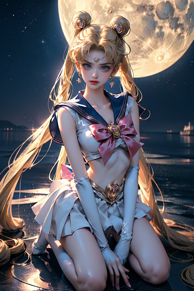 (masterpiece, best quality:1.2), Sailor Moon,1 girl, alone,blonde hair,long hair,jewelry,whole body,double tail,White gloves