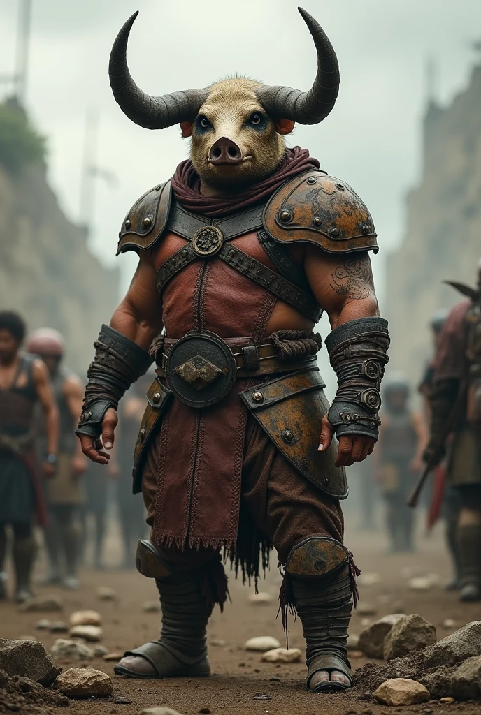 pig-head warrior, cool, dangerous