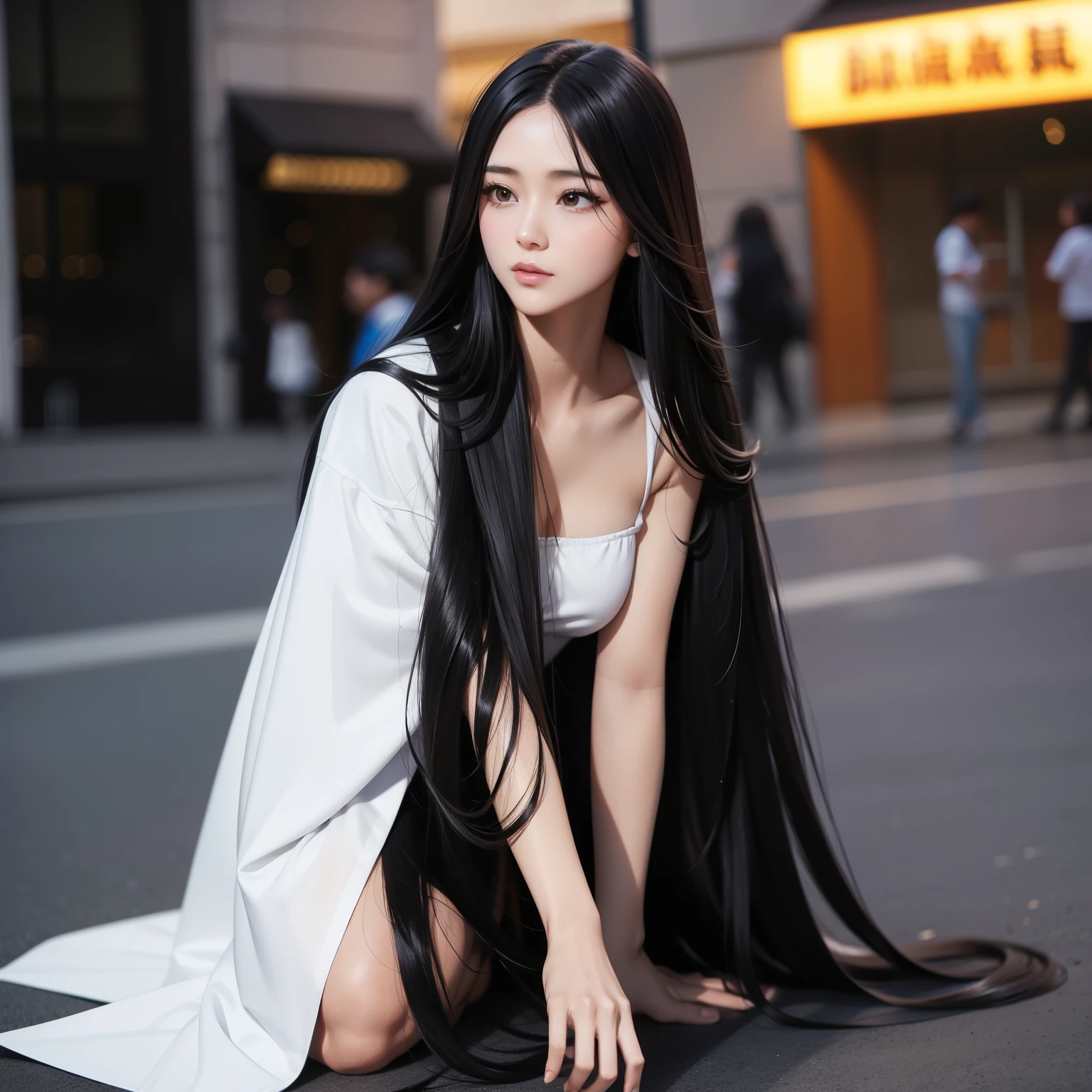 Super Long Hair、Best image quality、highest quality、Highest Resolution、Fotos ultra-realistas、Full body photo、1 girl、Very beautiful face、Super super long hair、Hair Length Approx.5Meters、Straight black hair、Black hair longer than height、Black hair that hasn't been cut for over 20 years、Slender body、naked、World Long Hair Contest Winner、Terrifyingly thick black hair、My very long black hair is wrapped around my body.、Location: Bedroom、Shooting from 3 meters away、Shiny and beautiful black hair、Terrifyingly long black hair、The luster of her black hair is so beautiful、Too much black hair、Very long black hair filling the screen、The longest black hair in the world、The most black hair in the world、The most beautiful black hair in the world、My long black hair is spilling out all over the room.、My long black hair makes the whole room pitch black.、Her very long black hair is tucked up in both hands、Her long black hair blooms like a flower garden、