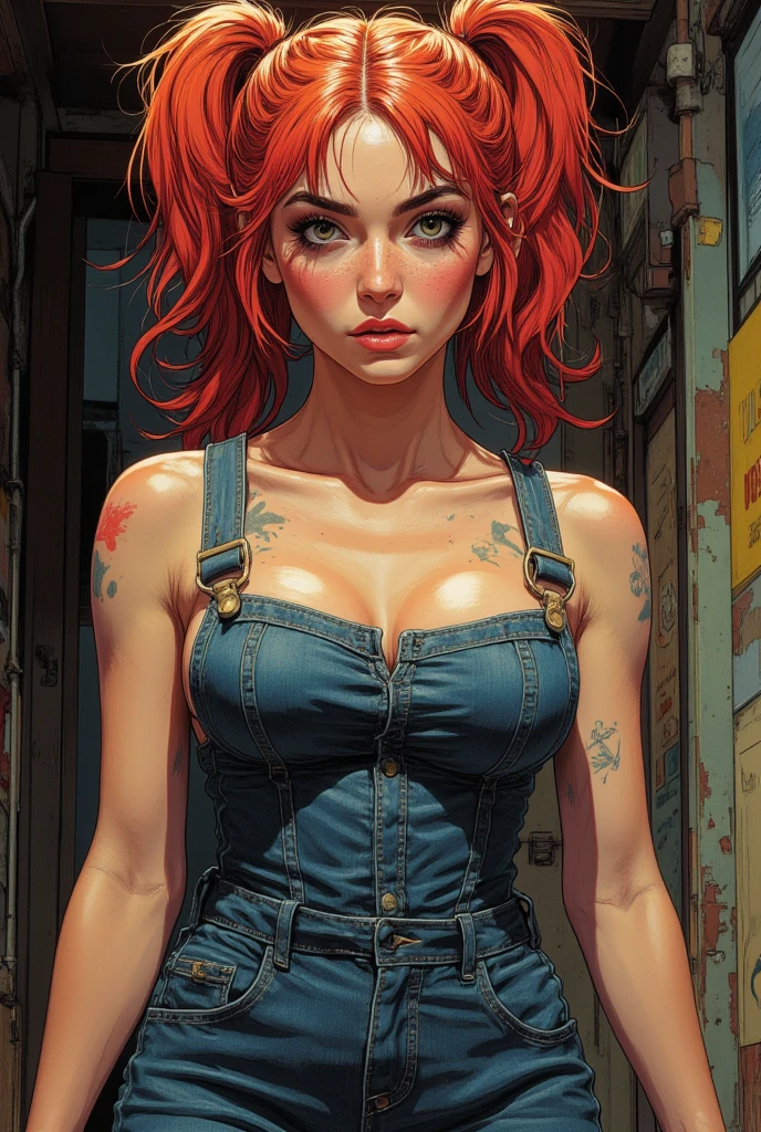 (8k, RAW photo, best quality, masterpiece:1.2), RanmaChan, RanmaRedShirt, (SFW)Similar arts John Buscema(((1 rapariga, fluffy, denim jackets, White blouses, jeans, key money, Loire, short-haired, bobhair, Parting hair to the side, blue eyes))), (((blonde hair))), dynamicposes, Manga style , Depict a group of characters in different action scenes, from intense battles to joyous moments, with dramatic lines of speed and bold sound effects, capturing the excitement and energy of the story, palm laser beams, Attack forward with the palm of your hand, Yellowstone Park, Grand Canyon, ((masterpiece)), high quality, very_high_resolution, large_filesize, full color, heavy outline, clear outline, colorful, (beautiful detailed eyes), (beautiful face:1.3), (boyish face), 1 girl, (femaleranma), (red hair), short hair, (braided ponytail), ((bangs)), bumpy bangs, blue-gray eyes, big breasts, curvy, black-wristbands, femaleranma, braided ponytail, chinese clothes, sleeveless, tangzhuang, black pants, cameltoe, standing, upper body, front view, (8k, RAW photo, best quality, masterpiece:1.2), RanmaChan, RanmaRedShirt, blue pants (masterpiece, best quality:1.2), 1 girl, Solitary