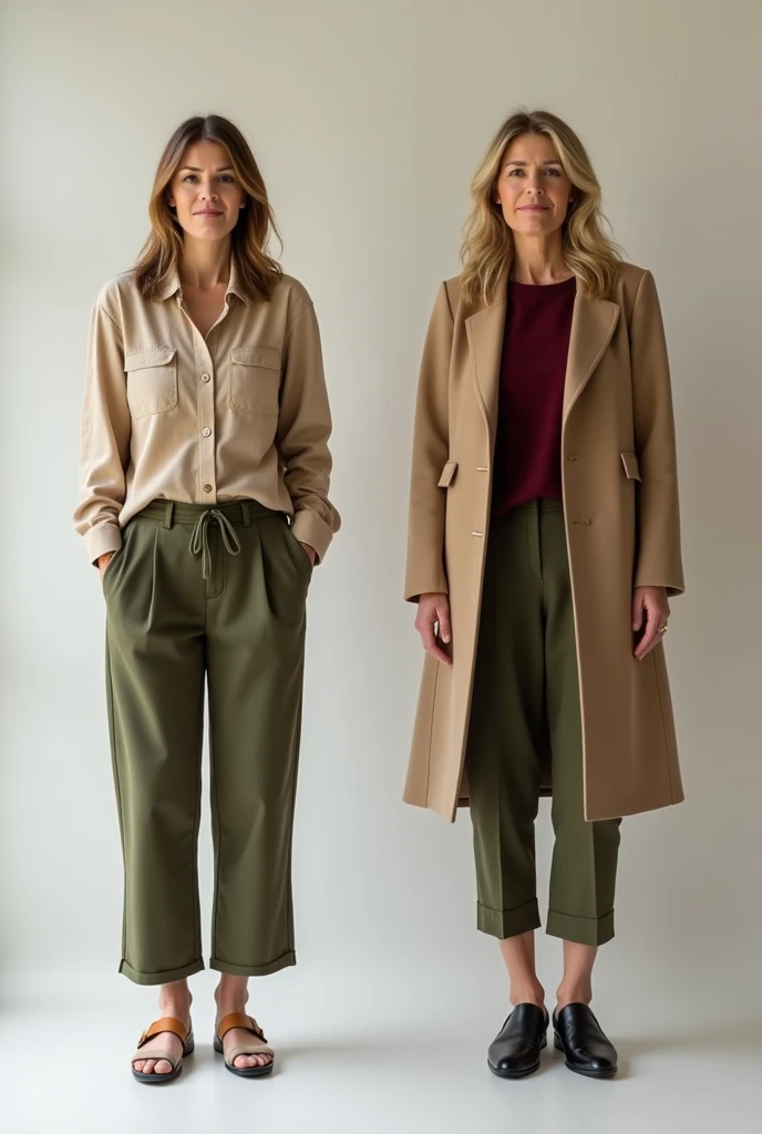 tall blonde, olive green business pants, heels, ((pee stain)), show heels, heels filled with pee, shins of pants are soaked with pee, pants really soaked with pee, pee stain is shiny wet