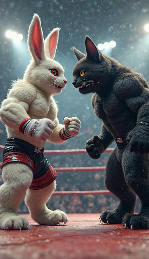 Scene 1: The Big Rabbit Fighter and the Cat Fighter Face Off in the ...