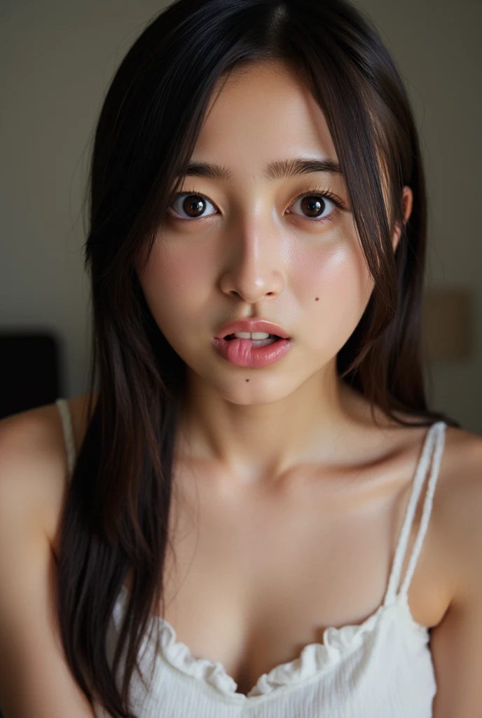 (masterpiece:1.35),(Highest quality:1.4),8k,Very detailed,photograph,(Ultra-realistic:1.4),Film Grain,Fujifilm XT3,One slim woman, Very beautiful and detailed face, Best Shadow, naked, Japanese women、Faces that are sexually aroused、Beautiful Skin、Nipples、Watery eye、Head close-up、Symmetrical face、Stick your tongue out slightly from the side of your mouth.、Open your mouth wide、stick out one&#39;s nose、Brush your hair up、Watery eye