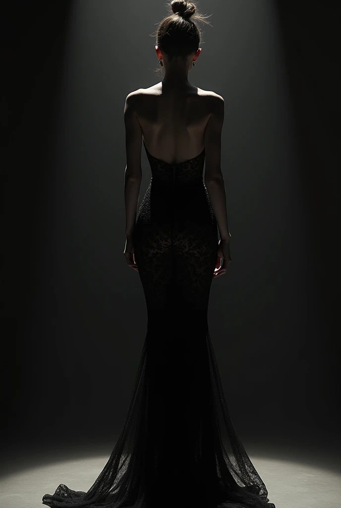 A captivating and hauntingly beautiful BLACK AND WHITE photo of a silhouette of a dancer sitting on the floor with her back to the camera against a back light melancholic glow, SILHOUETTE PHOTOGRAPHY, detailed photo fujifilm provia 400x renaissance-inspired chiaroscuro, HDRI