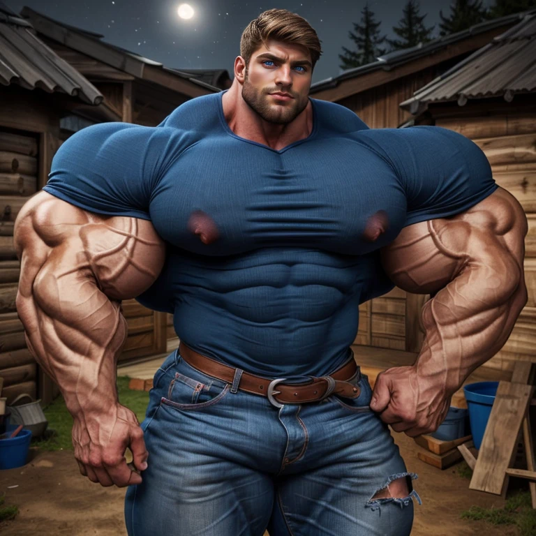looking at viewer, beautiful eyes, masterpiece, best quality, handsome face, natural eyes, 1 man, solo, bad boy, full body, beach, naked, nude, white skin, muscular, massive muscles, hunk, short cut hair, facial hair, blond hair, hairy, smirks, best quality:1.2, masterpiece, high resolution:1.2, blue eyes, flush, orgasm, sweating, erection, massive penis, hard dick, massive teesticles, huge balls, massive bodybuilder, hyper pecs, massive pecs, pecs covered in cum, by Albron