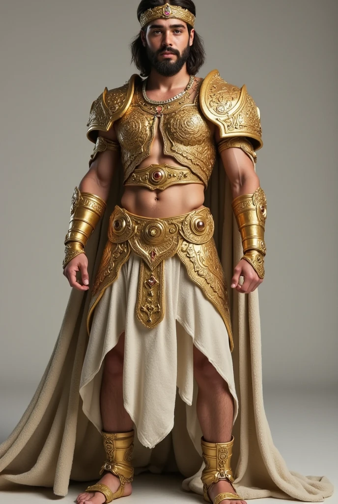 Blond long haired Atlantean male full body with feet and legs