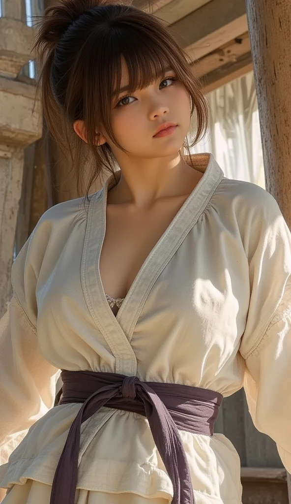 ((sfw: 1.4)),((detailed face, professional photography)), ((sfw, construction worker outfit, pulled back hair, 1 Girl)), Ultra High Resolution, (Realistic: 1.4), RAW Photo, Best Quality, (Photorealistic Stick), Focus, Soft Light, ((20 years old)), ((Japanese)), (( (young face))), (surface), (depth of field), masterpiece, (realistic), woman, bangs, ((1 girl))
