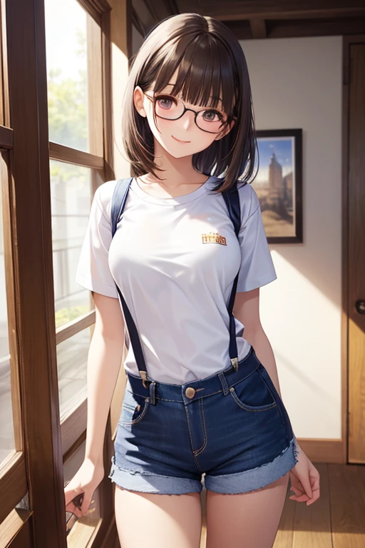 (Master Parts, Highest quality;1.3), Super detailed, One girl, alone, arale, ((dr.SLUMP,Norimaki Arare,Arale-chan))middle , Narrow waist, Wide Hips, Thick thighs, BIG ASS, Karbus Singh CC, Sexy pose , Glasses, Blue eyes, Long Hair,Purple Hair, Short sleeve, Wing Hat, Wing Cover, Red Shirt, Blue Overalls, With a smile,High resolution, masterpiece, masterpiece, Anatomically correct, Winner of numerous awards, Highest quality, detail, 高いdetail, High-resolution model,