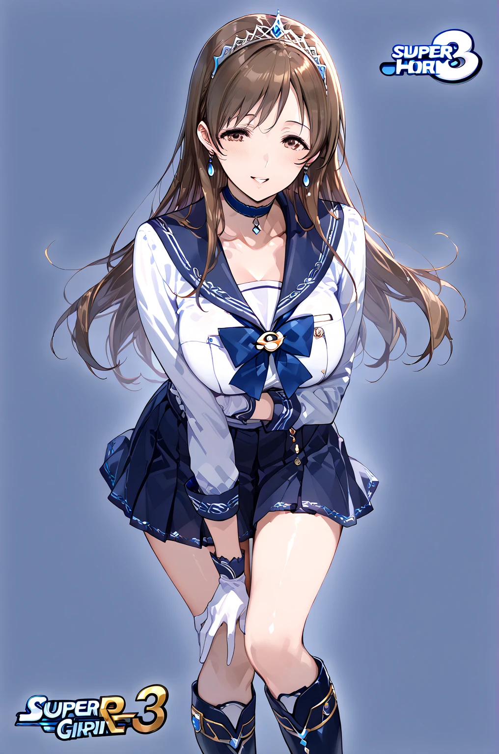 1girl, solo,(best quality),(masterpiece:1.1), full body, looking_at_viewer, dynamic angle, serafuku, cute, clear facial skin,