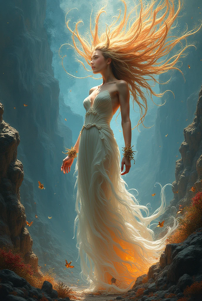 perfect (oil painting by Peter Paul Rubens:1.3), 1woman 35 years old, long wind blown hair, bare shoulders, dark fantasy art, digital painting, Gothic art ,In the depths of a forgotten realm, where shadows dance and secrets linger, a 35-year-old woman with long, wind-blown hair finds herself standing atop a moss-covered cliff. Her bare shoulders are bathed in the pale moonlight, revealing intricate markings that seem to glow with an otherworldly energy. She is a guardian of the ancient magic, a protector of the realm's delicate balance between light and darkness.
With each gust of wind, her hair dances wildly, mirroring the untamed power that courses through her veins. Her eyes, filled with a mysterious intensity, reflect the depths of her knowledge and the weight of her responsibilities. She has dedicated her life to safeguarding the realm from the encroaching forces of chaos, using her mastery of the arcane arts to keep the darkness at bay.
In this dark fantasy world, where creatures of nightmares roam and forgotten legends come to life, the woman's presence is a beacon of hope for those who still believe in the power of light. Her journey has been fraught with dangers and sacrifices, but her unwavering determination never wavers