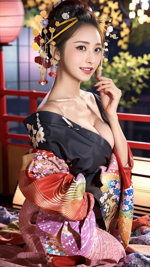 (8K、RAW Photosgraphy、Highest quality、masterpiece:1.2)、(Realistic、Realistic:1.37)、Ultra-high resolution、One Girl、cute、alone、night、Sitting、date、(Nose redness)、(Laughter:1.1)、(Closed)、Huge 、Beautiful Eyes、(short hair:1.2)、(((Fireworks bursting into the sky、night)))、(((kimono、yukata)))、Cleavage、Perfect body、Perfect Fingers、Professional Lighting、Japanese Goddess、gravure、Detailed face and skin texture、fine grain、RAW Photos