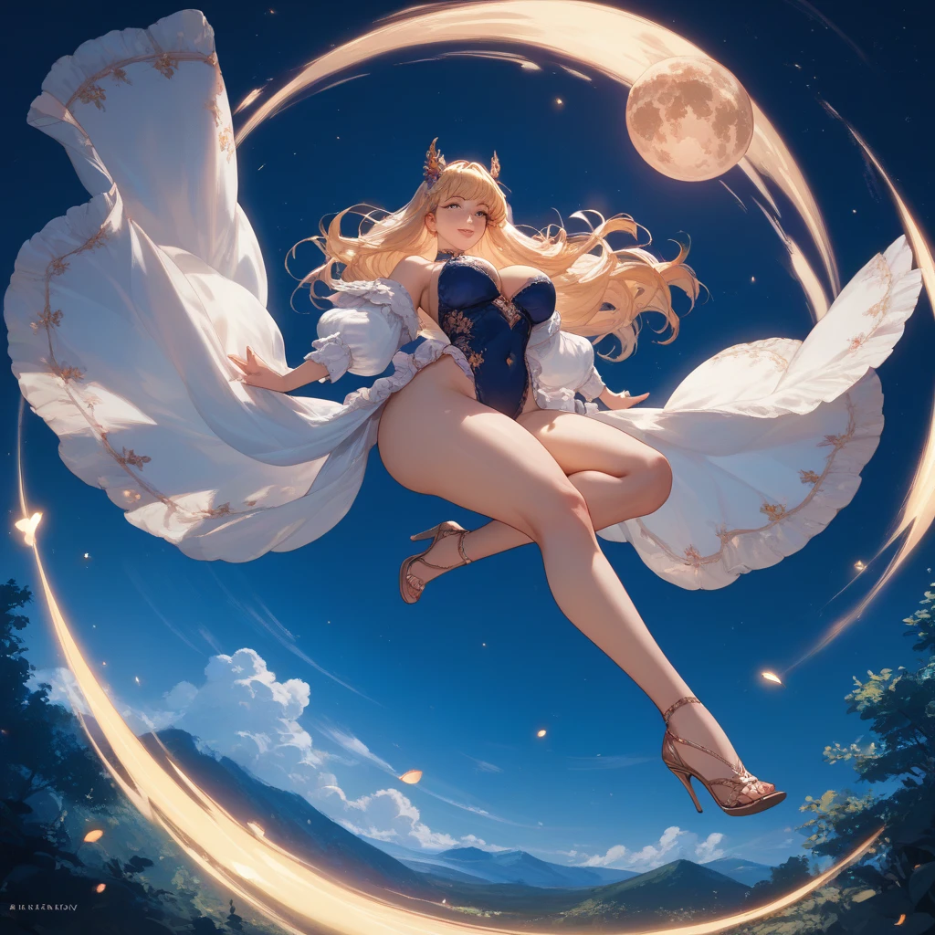 D'Israeli, Luigi Serafini, James Jean, Surreal, mysterious, bizarre, fantastical, fantasy, sci-fi, Japanese anime, the sky above the futuristic city of Tokyo, a beautiful high school girl in a miniskirt freefalling, perfect voluminous body, her arms and legs spread, between the clouds, a bird's-eye view, action, detailed masterpiece depth of field cinematic lighting tits ass provocative showing off Close up