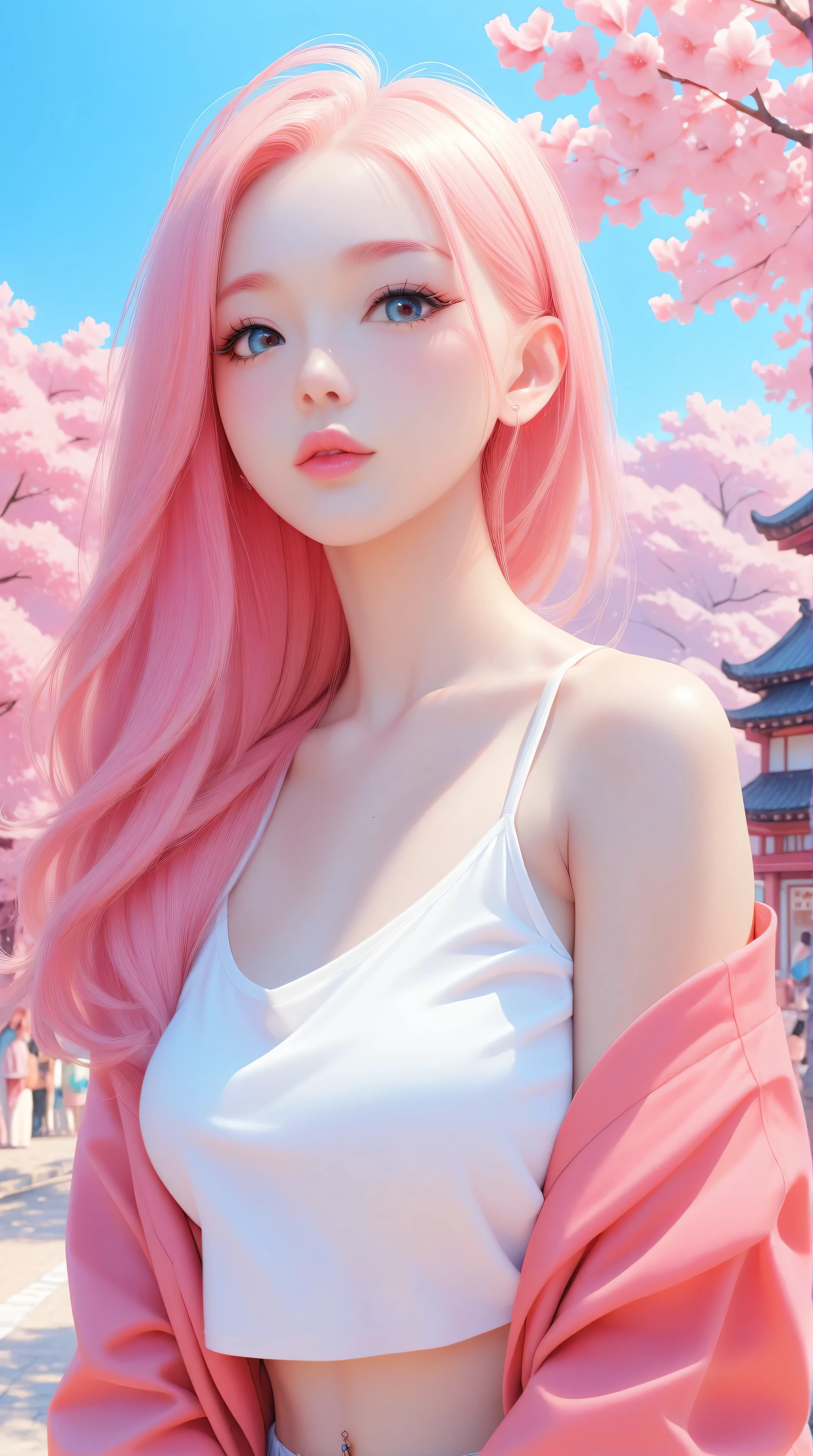 random hot and busty japanese girls, nekos, pastel color palette,