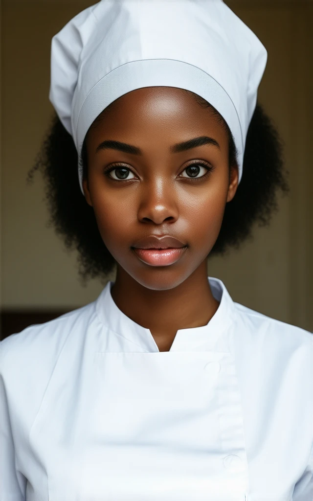 Black nurse&#39;blue outfit,black short hair,Red Lip Gloss,big tits, Wearing a glove,serious look, showing nipples on chest, holding wet breasts, having sex 