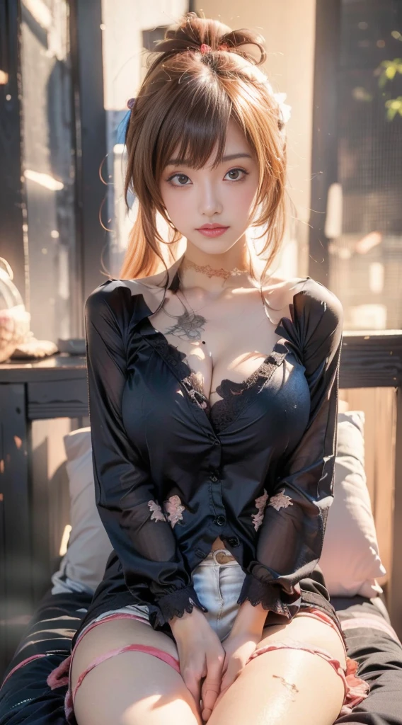 ((gyaru, make up)), masterpiece, (((wearing night  dress)), ((large breasts)), ((large hip)), (shiny skin), ((skindentation)), photorealistic, realistic, solo, photorealistic, best quality, ultra high res, YuraS, bed, parted lips, beautiful, masterpiece, best quality, extremely detailed face, perfect lighting, ultra high res, ultra detailed