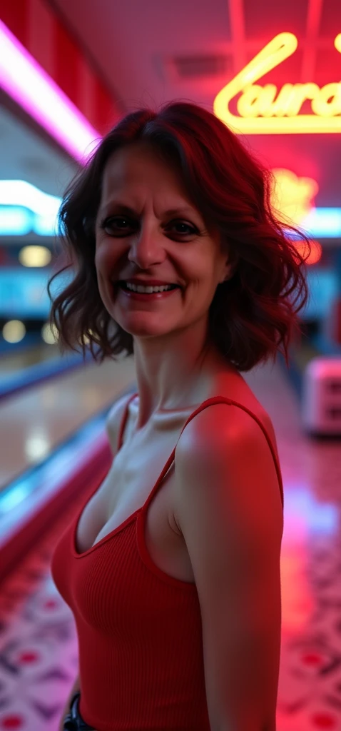 gorgeous forty year old woman with short wavy auburn hair, looking up at the camera, swimming a city fountain, water up to her neck, at night, wearing a long satin gown, detailed alluring eyes, confident smile, toned legs, ((detailed facial features)), (finely detailed skin), (pale skin::1.2), blush, realistic skin texture, extreme skin details, (pores:0.1), best quality masterpiece, photorealistic, hyperrealistic, detailed, 8k, HDR, (Soft color: 1.2), shallow depth of field, nighttime, soft light, backlighting, bloom, light sparkles, chromatic aberration, sharp focus, RAW color photo