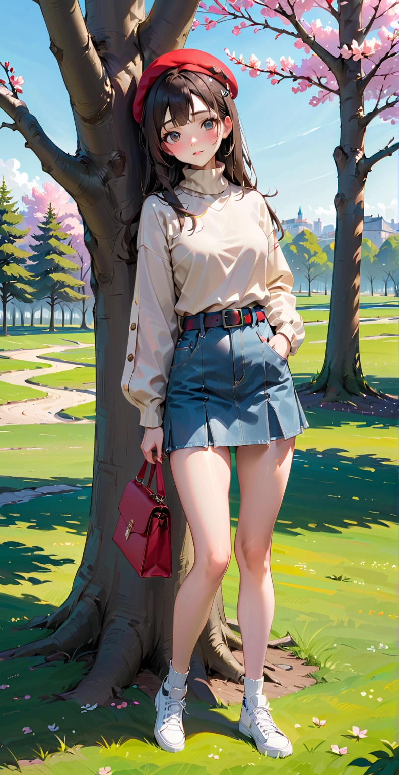 [wreck_This_Ralph_movie], ((masterpiece)), ((high quality)), ((HD)), ((beautiful portrait)), ((foreground)), ((whole body)), ((legs are visible, Visible legs, very detailed legs, barefoot, Platform high heels)), ((красивый background)), {Ванеллопа background Швитц, black hair, red elastic band for hair, short tail, (candy in hair:1.2), (cute half-closed brown eyes), adult woman, nice legs, curvy hips, side boobs, smug grin, White teeth}, {(sea green sweatshirt), (brown skirt with faffs), (sea green striped tights)}, {(I&#39;m standing on the race track), (hands in pockets), (I look at the viewer)}, [background: (hippodrome), (confetti), (blue sky), (Bright sun), (Sun rays)]