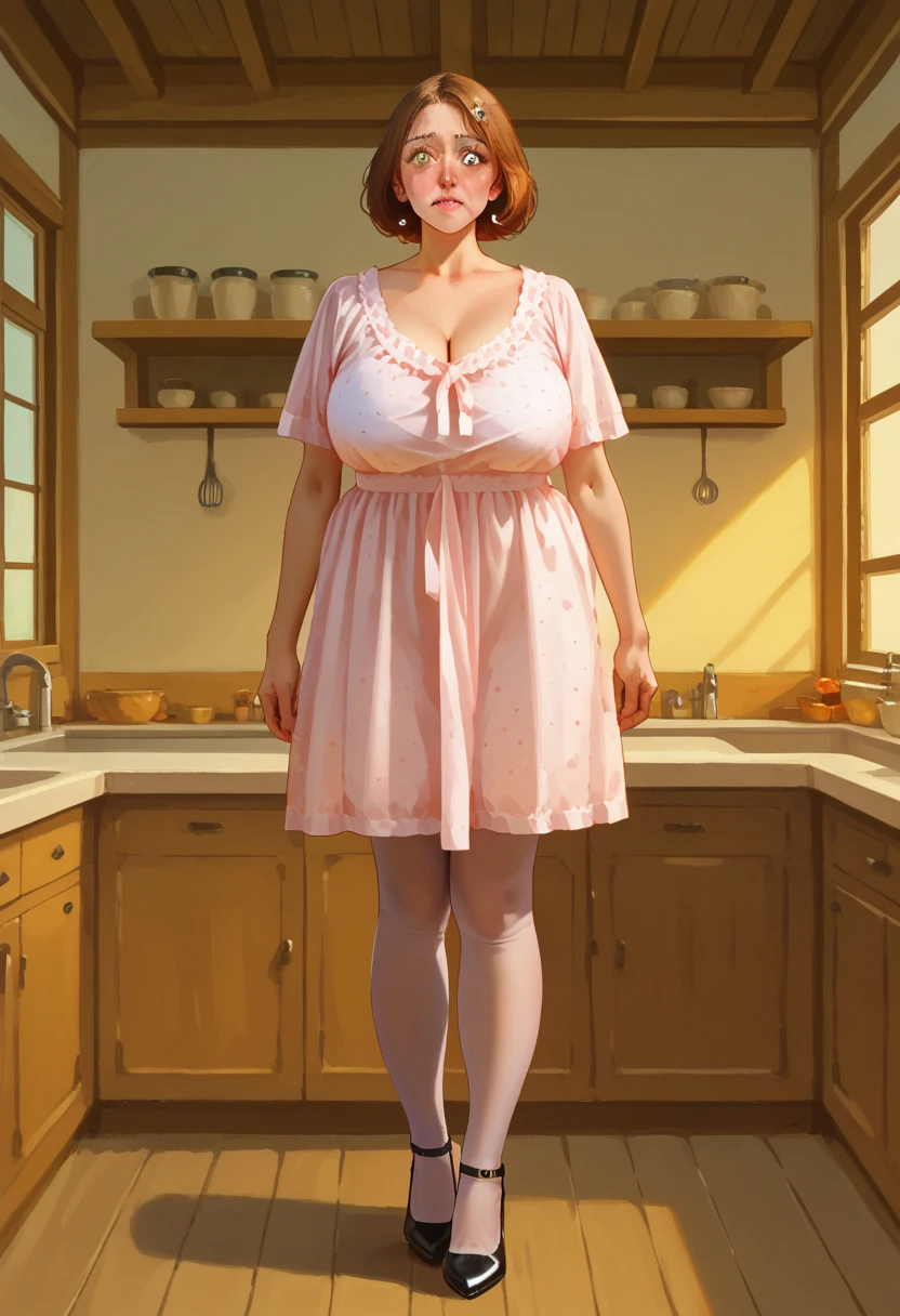 Mulher gorda com cabelos ruivos e curtos