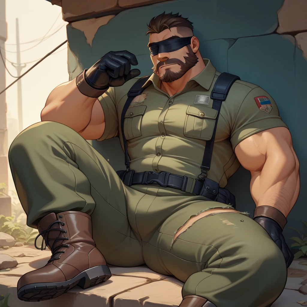 Libido man，Chris Redfield 50 years old ( Chris Redfield from Resident Evil Village), Tong，large pecs，Big bag，Wear black suit socks，Half recumbent，huge bulge, CG sense，POV perspective，Dark atmosphere，8K,Cinematic lighting effects，Textured skin，best qualtiy，Storytelling images，Storytelling images，dynamic blur，actionpose