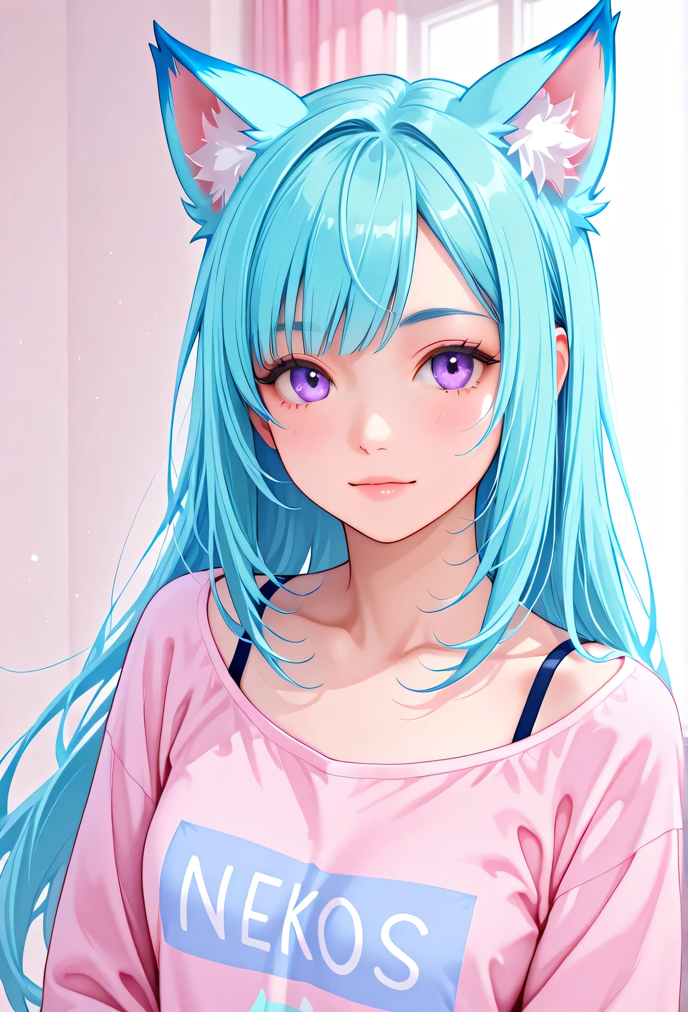 random hot and busty japanese girls, nekos, pastel color palette,
