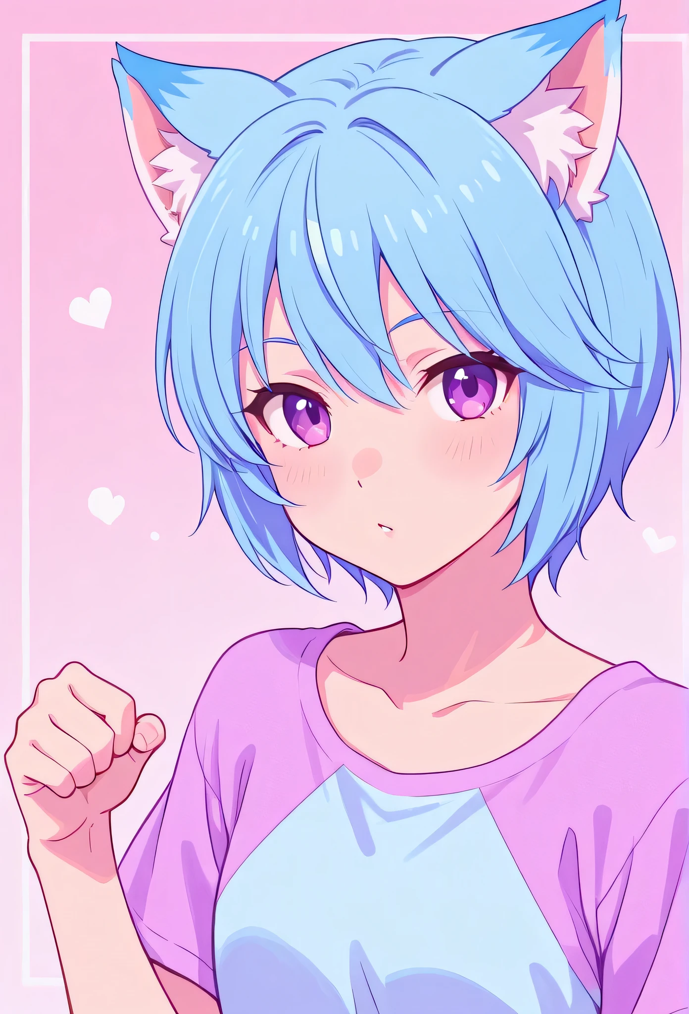 random hot and busty japanese girls, nekos, pastel color palette,
