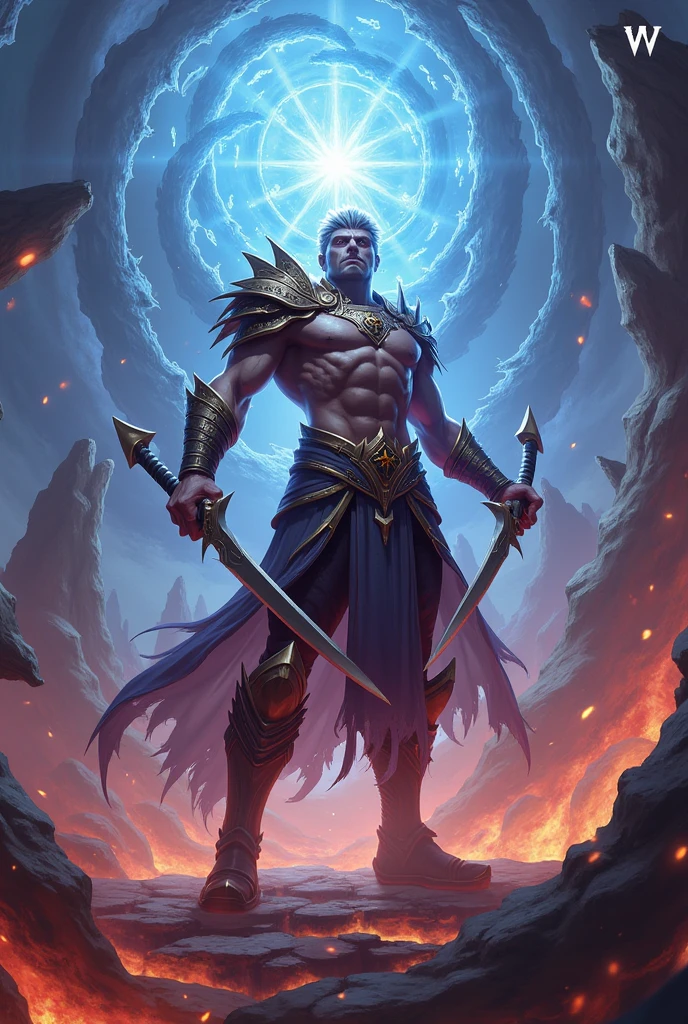 ((masterpiece)), ((High Definition)). A man in the center in anime style. He is handsome, attractive and distant. He wears light armor, highlighting their confidence, that leaves his arms and chest exposed, instilling respect for his power. From them emanates a blazing aura of silver-colored divinity.. They run with magical power, . He holds in one of his hands a magical black crystal spear, making a cut, leaving a black trail in its wake. The illumination is soft, highlighting their facial features and their imposing presence as a divinity.. Dynamic pose. with a dark background.
