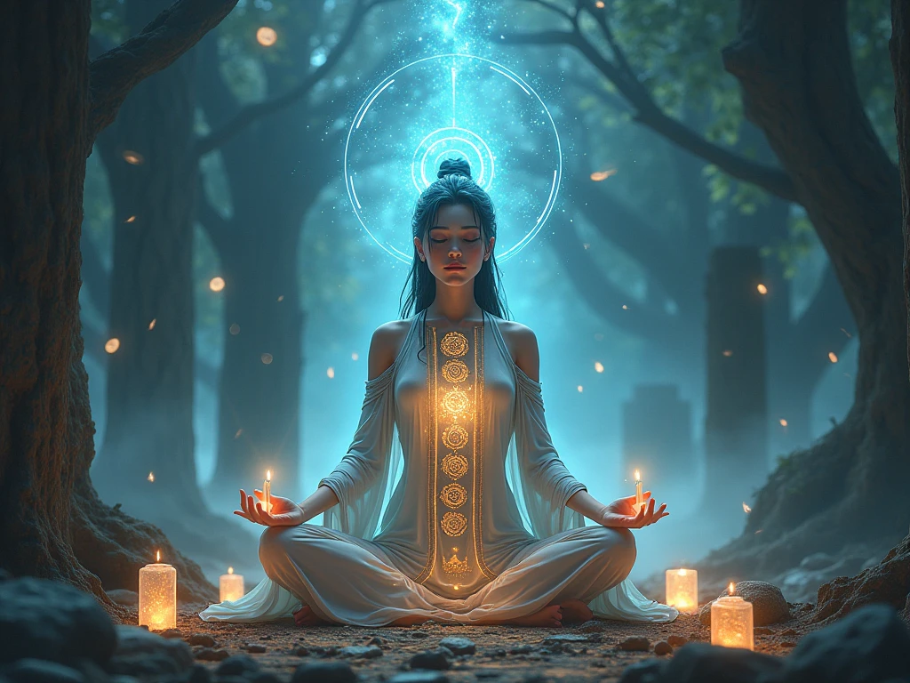 Life force within a person chakra element power of meditating stones
realistic medieval anime style