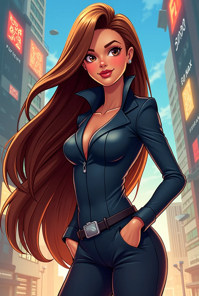 ((best quality)), ((masterpiece)), ((ultra realistic)), american, beautiful detailed face, detailed eyes, sexy reporter, dressed in a suit and tie, new york city backdrop, highly detailed, professional, bare legs, (full body), standing, brown hair, medium hair, green eyes, matching shoes, cowboy shot, red leotard, twirl pose, spinning energy pulse, tornado spin, super spin, t-pose, light particles