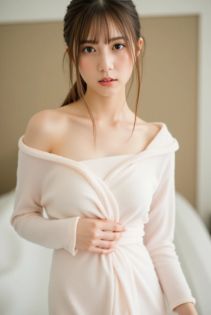 (high details:1.4)、(surrealism:1.4)、(soft lighting:1.05)、32,000、1 woman、realistic lighting、face lighting、ray tracing、(brightened light:1.2)、(improve quality:1.4)、(Realistic textured skin of the highest quality:1.4)、original photo, lifelike, full body woman love, bed, soggy, big bust, stylish hairstyle, pale skin, black eye, pink lips, (Beloved), (:1.1), ~Through, detailed background, detailed face, delicate eyes, good hair, Anatomically correct body, elastic skin, make up, masterpiece
