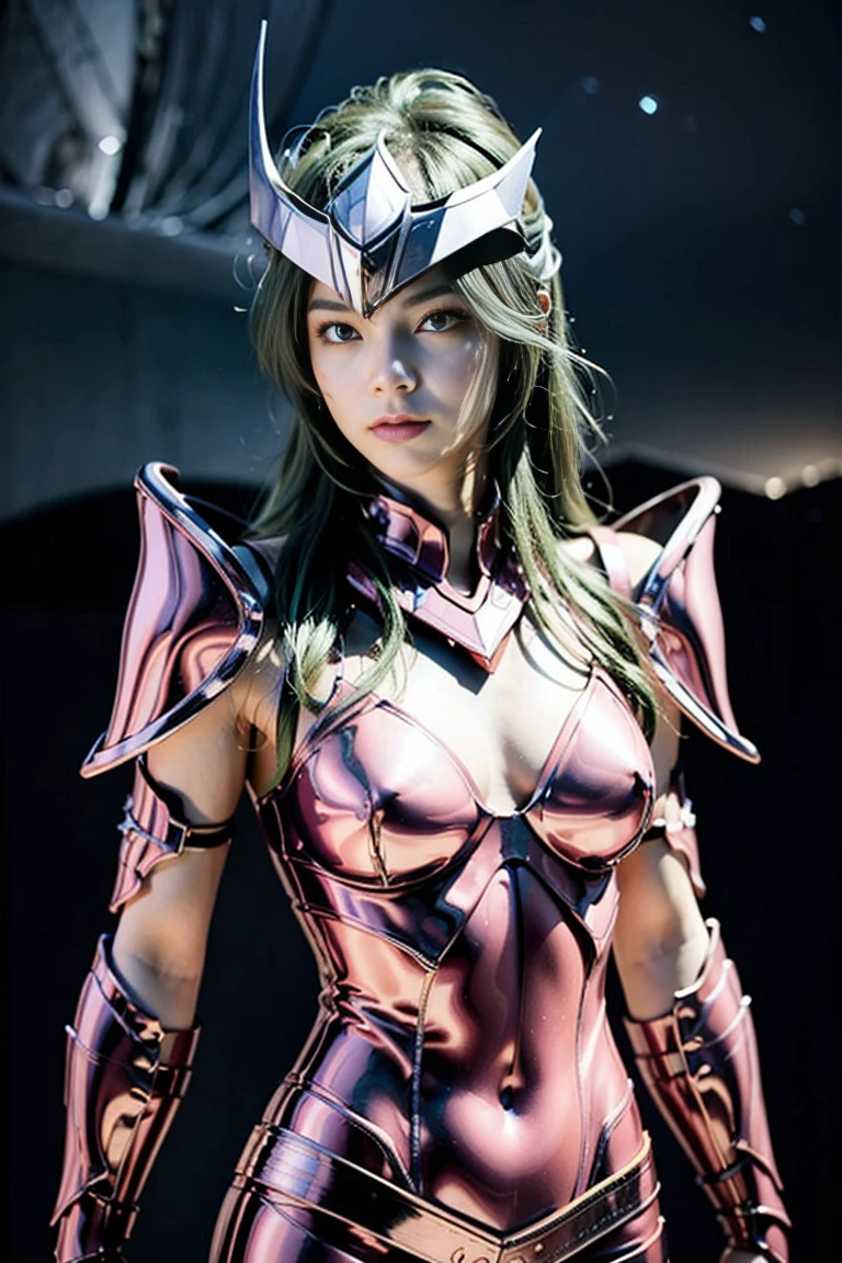 une femme, 25 ans, manga, cheveux longs, cheveux de couleur violette, armure d'or, dans le brouillard, feu follets, Ghosts, Highly detailed armor, gravures, armure du cancer, saint seiya, zodiaque, cosmos, cancer, chevalier du zodiaque, dans un temple de Grèce antique, graveyard, tombes ouvertes, dans la brume, topless, sexy