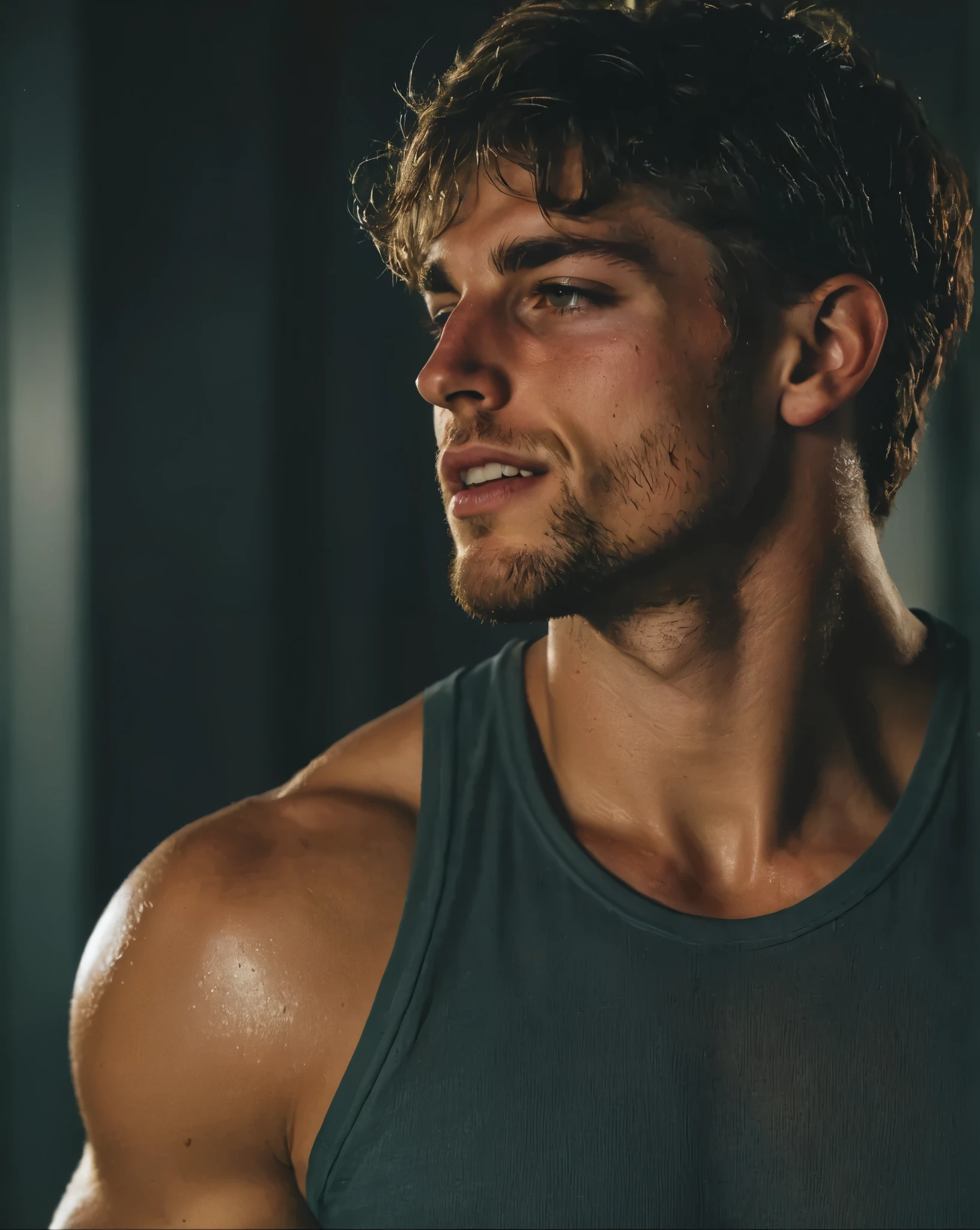 cinematic film still 25 year old man,athletic,extremely fit,diver,on the high dive preparing to jump,Thorough,analog style,eye focus,highest quality,bokeh,f1.4,40mm,photorealistic,raw,8k,skin pores,dried-up,textured skin,intricate details,dramatic light,award winning,style by Dan Winters,RAW photography,film grain,(indistinguishable from reality:1.4),photo taken with a Bolex H16,abs,biceps,golden hour,facing the viewer . shallow depth of field, vignette, highly detailed, high budget, bokeh, cinemascope, moody, epic, gorgeous, film grain, grainy