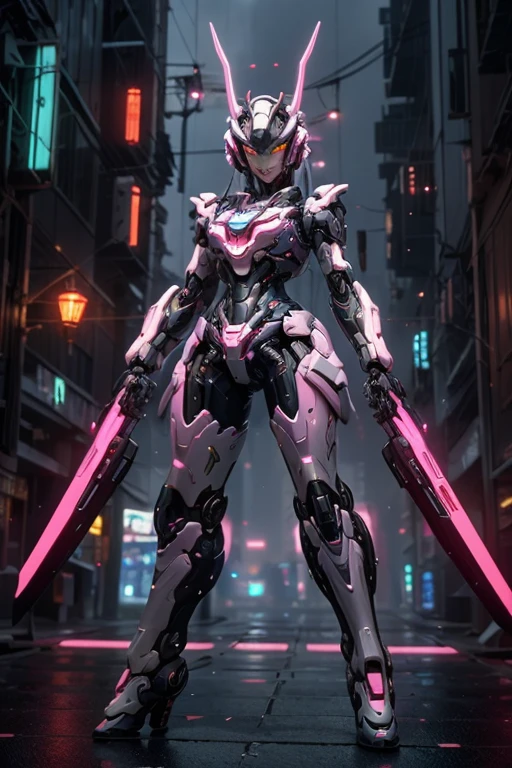 tmasterpiece, high high quality, A high resolution, high textured, 8K, HighDynamicRange, Robot girl in bikini costume, Medium breasts, Pink transparent tights, mechs, Medium cyan hair, By bangs, Mechanical prosthetics, mechanical leg, messy hair, Detailed skins,fine-grained skin, natta, cyber punk city,(globalillumination,Ray traching,HDR,Unrealistic rendering,Rational design,high detal,tmasterpiece,best qualtiy,hyper HD,cinmatic lighting),mecha musume