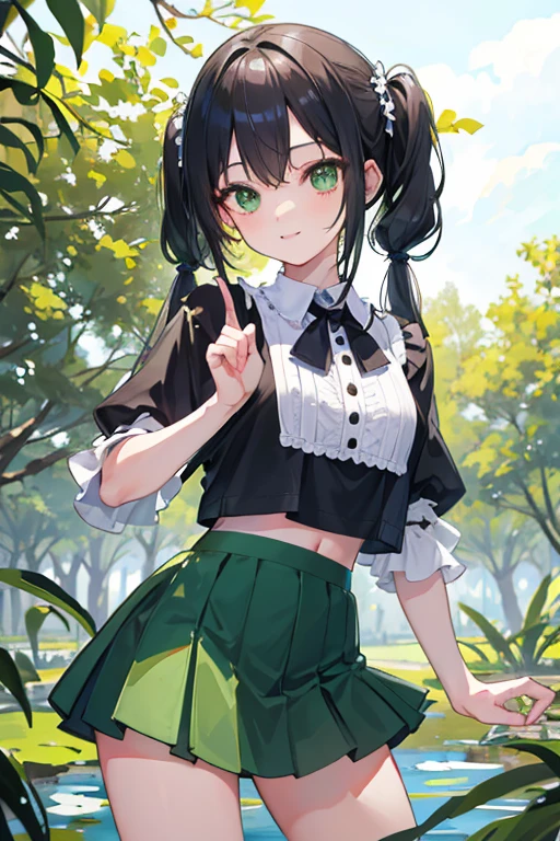 masterpiece, best quality, 4K, a girl, oozora subaru, sitting, White panties, cameltoe, steam, shy, short hair, black hair, gradient eyes, with sparkling eyes, shiny skin, mini skirt, full body shot, in the park, in the afternoon, dappled sunlight, Park bench