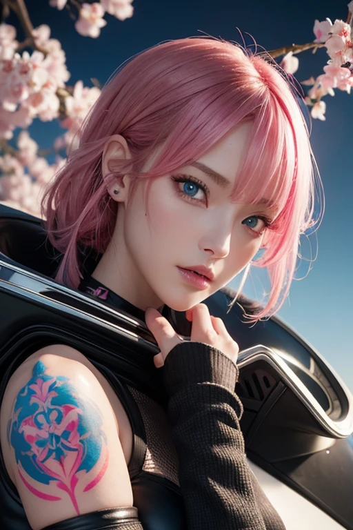 masterpiece, best quality, illustration, beautiful detailed shiny eyes, beautifully detailed skin, Depth of field, bloom, bokeh,
highres, absurdres, ultradetailed,,kawaii-colors, highly detailed eyes, shiny, shiny skin, bright eyes, <lora:realistic:0.5>
cute, ((2 girls)), pink hair, yellow eyes, braid, spiked hair, halterneck, sports shoes, buttons, zipper, earrings, cherry blossoms, (bodysuit), garden, Roman statue, waterway, village, night, dark