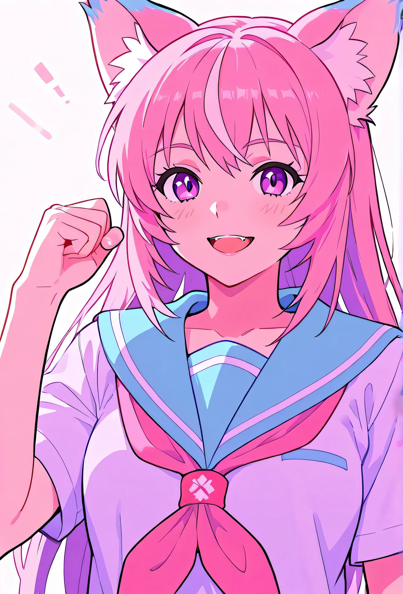 random hot and busty japanese girl, nekos, pastel color palette,