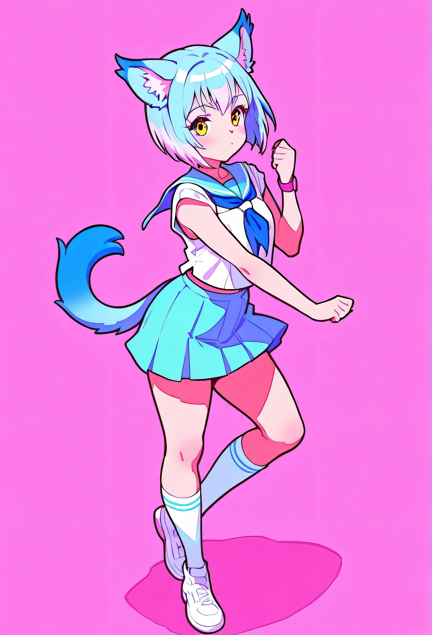 random hot and busty japanese girl, nekos, pastel color palette,