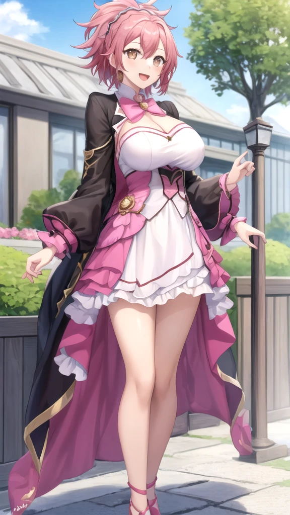最high quality、best image quality、masterpiece、girl((20-year-old、sexy, By becomin, big bust, highest valley, ballerina, dark pink hair color, pink eye color, very tall, barefoot), high quality、beautiful art、background((ballet studio))、flight、debris flies、full body、movie、visual art、perfect art、8K,genuine