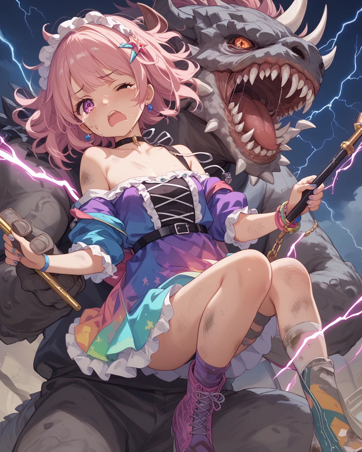 (Deathmatch between monsters and girls、Monster is a girl hitting a girl ...