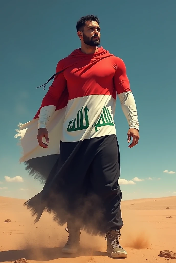 One bodybuilder with Indian flag and Palestine flag with Muslim cap in mosque