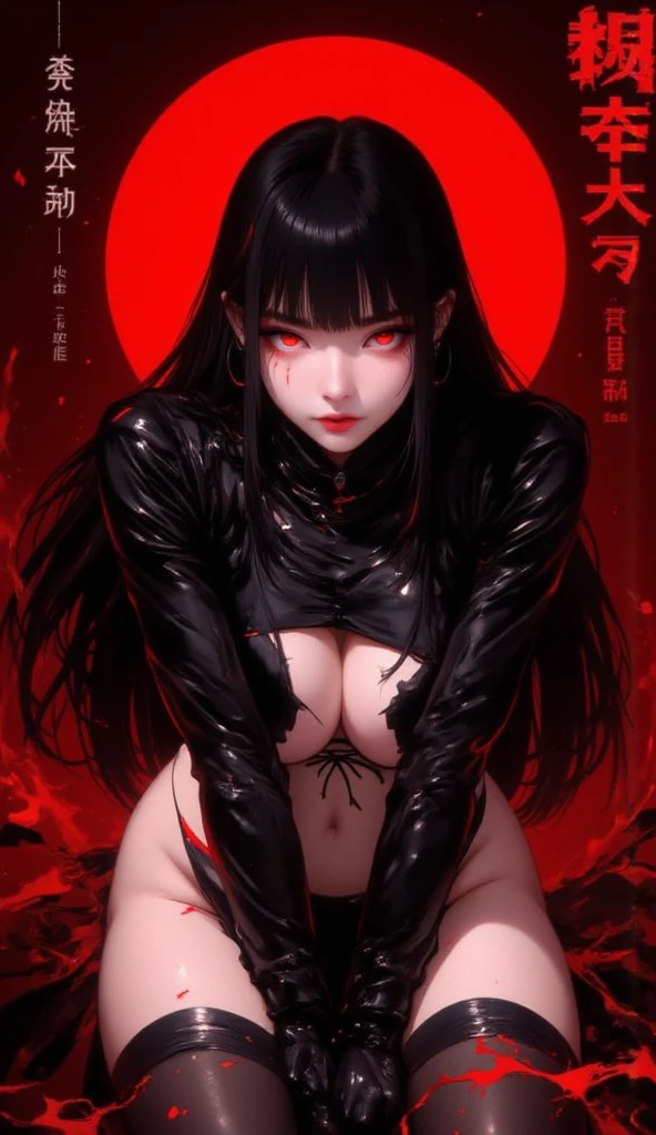 Comic storyboard:2, Sexy banshee,blood-red:2,White mucus:2,Sexual position:2, The art of HR Giger and Beksinski comes together in this detail, Grim,Sexy banshee full body close-up,Solo:2,female domination:1.5,Stick out her tongue:1.5,Bloodstained skeletons:1.5,Flowing saliva:1.5,Stabbing the eyeball:1.5,Bare brain:1.5,beauitful face,Sophisticated haute couture pink yoga pants,a large amount of mucus:1.5,Silk belt,Complex hairstyles,Huge chains:1.5, Psychedelic background,, surreal contrast, Eye-catching visuals, Artistic abstraction, Break the art of cutting, layered silhouette, complex patterns, exquisite craftsmanship, shadow play, Depth and size, creative expression, break art, Frozen sculpture, translucent forms, short-lived beauty, Crystal structure, exquisite craftsmanship, impressive, break green eye,body glow,Glowing lines,fluorescence,glow example,Example tracking,flash,,Dark horror scene. Sharp images, Use edge lights to render at 8K resolution, It shows a terrifying environment full of Lovecraft's tentacles,They twist and pulsate in neon lights. HDR lighting creates complex and detailed shadows on a distorted background, Mutant humanoid. Distorts the environmental structure due to glitch and distortion effects, Surreal and dreamlike elements,Such as a close-up of floating inverted structures and decaying flesh,Create a feeling of disturbing and disorientation. Religious and mystical symbols are scattered against an intricate backdrop,Add a touch of supernatural horror to this already insanely terrifying masterpiece。