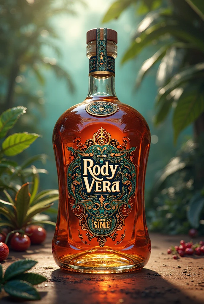 Create an image showing the bottle of absolut vodka with orchids, coffee beans and animals from the Amazon that have coffee beans and say absolute colombia