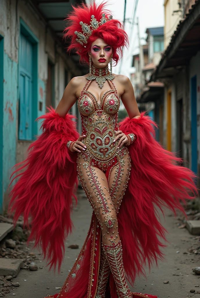 <lora:Ruby_bodysuit_SD15:1> from below, half length, mugl3r_b0dy, red crystal fire, bodysuit made of glowing dazzling ruby mosaic, african woman looking up, chaps, hat, boots, gems, sparkly, nightclub, detailed hands, smile, volumetric light, light rays, overexposed, specular highlights
